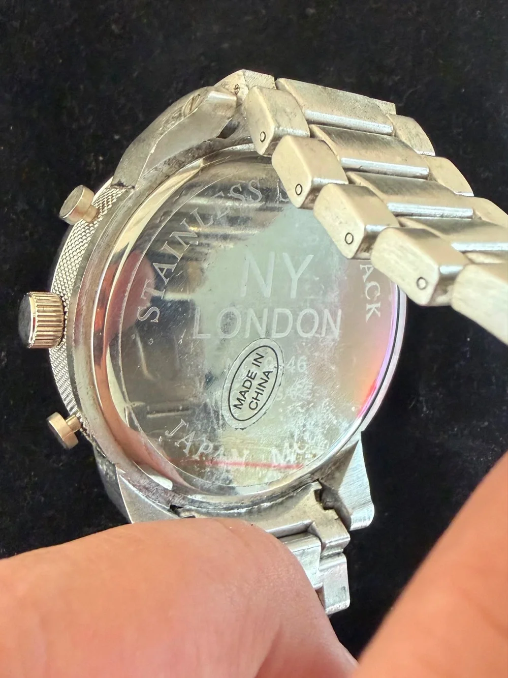 NY London Men's Multi-Dial Watch Silver Tone Rhinestone Bezel Metal Band